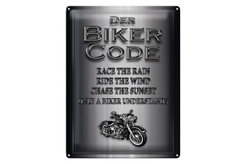 Blechschild Motorrad 30x40cm Biker Code race the rain ride