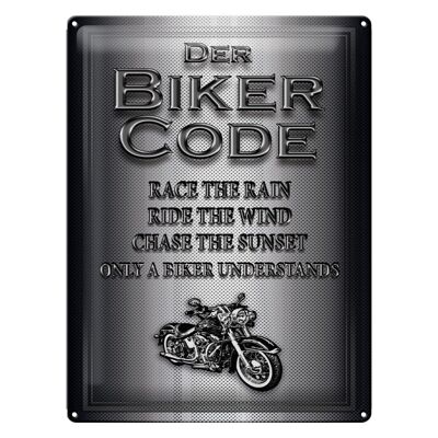 Cartel de chapa Moto 30x40cm Biker Code race the rain ride