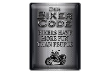 Plaque en métal pour moto, 30x40cm, Biker Code, plus de gens amusants 1