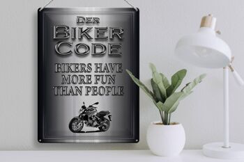 Plaque en métal pour moto, 30x40cm, Biker Code, plus de gens amusants 3