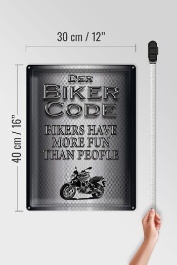 Plaque en métal pour moto, 30x40cm, Biker Code, plus de gens amusants 4