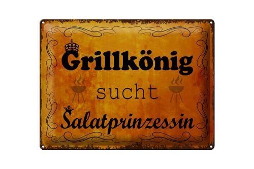 Blechschild Spruch 40x30cm Grillkönig Salatprinzessin