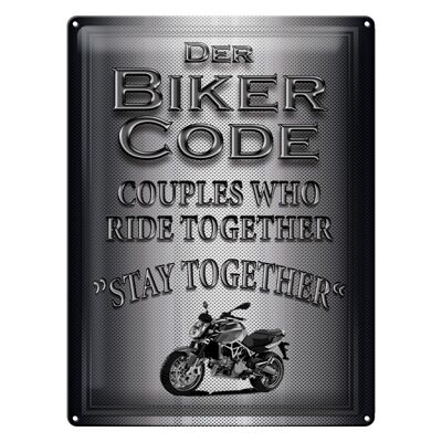 Targa in metallo Motocicletta 30x40 cm Codice motociclista Stay Ride Together