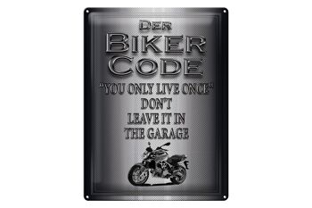 Plaque en tôle pour moto, 30x40cm, Code motard, on ne vit qu'une fois 1