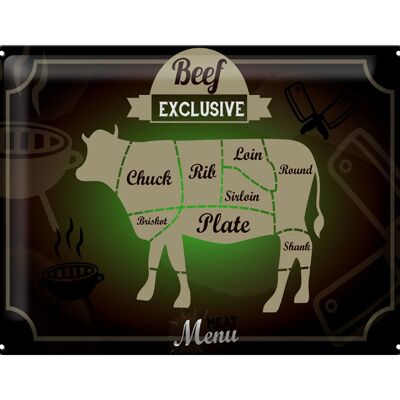 Blechschild Fleisch 40x30cm Schnitte Beef exklusive Menü