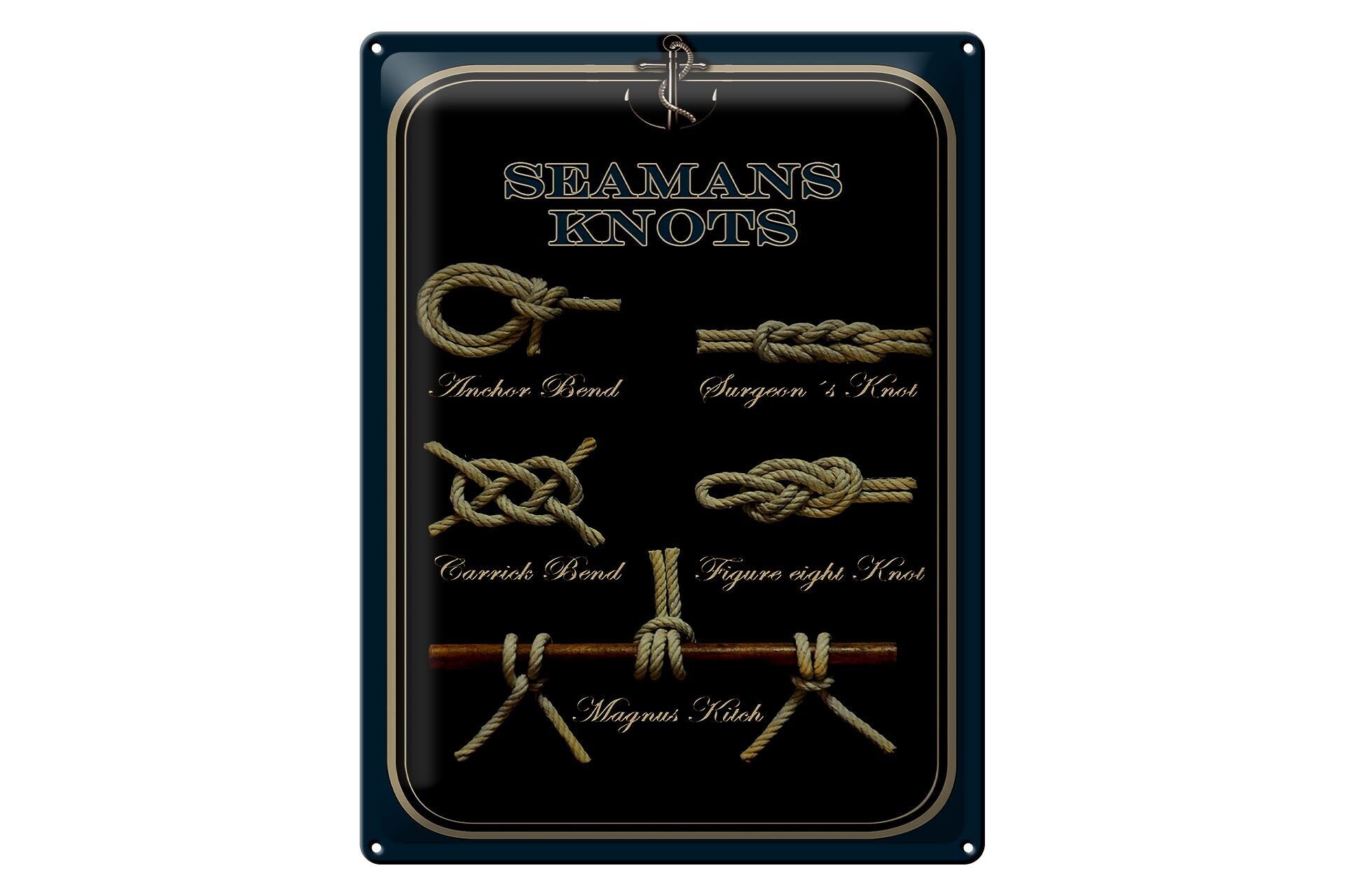 Cartel de chapa que dice 30x40cm Seamans Knots nudos marineros