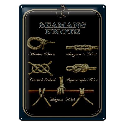 Cartel de chapa que dice 30x40cm Seamans Knots nudos marineros