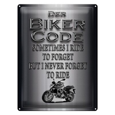 Cartel de chapa moto 30x40cm Biker Code nunca olvides el paseo