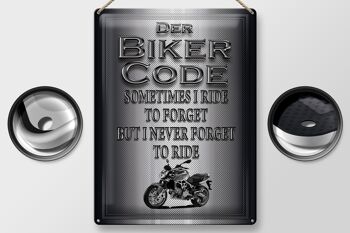 Plaque en tôle moto 30x40cm Biker Code Never Forget Ride 2