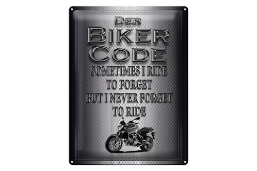 Blechschild Motorrad 30x40cm Biker Code never forget ride