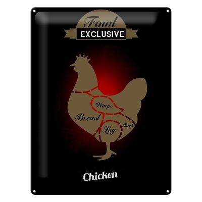 Targa in metallo carne 30x40 cm Gallina esclusiva pollo