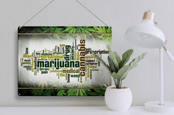 Panneau en étain Cannabis 40x30cm, thérapie à la marijuana, fumée de douleur 3