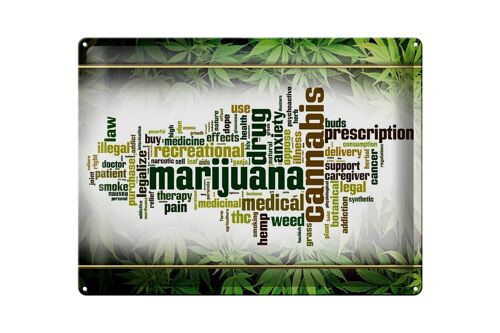 Blechschild Cannabis 40x30cm Marijuana therapy pain smoke