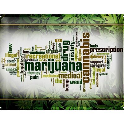 Cartel de chapa Cannabis 40x30cm Terapia de marihuana dolor humo