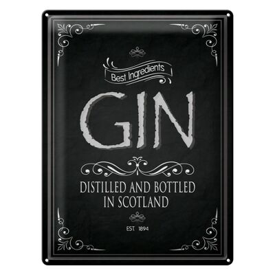 Cartel de chapa 30x40cm Gin mejores ingredientes Escocia