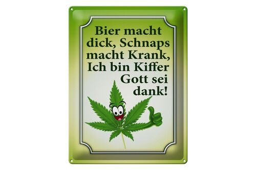 Blechschild Spruch 30x40cm Bier dick Schnaps krank Kiffer