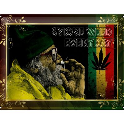 Cartel de chapa cannabis 40x30cm fumar hierba todos los días