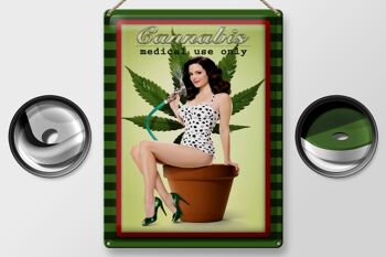 Plaque en tôle Pinup 30x40cm Cannabis usage médical uniquement 2