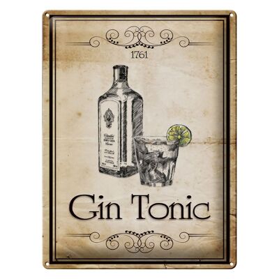 Plaque en tôle 30x40cm 1761 Gin tonic Rétro