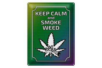 Panneau en étain disant 30x40cm Keep Calm and smoke weed 1