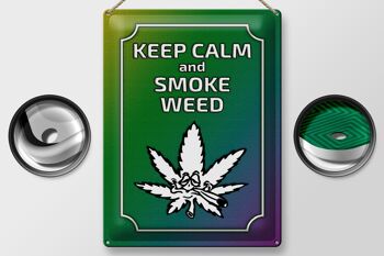 Panneau en étain disant 30x40cm Keep Calm and smoke weed 2