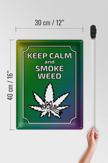 Panneau en étain disant 30x40cm Keep Calm and smoke weed 4