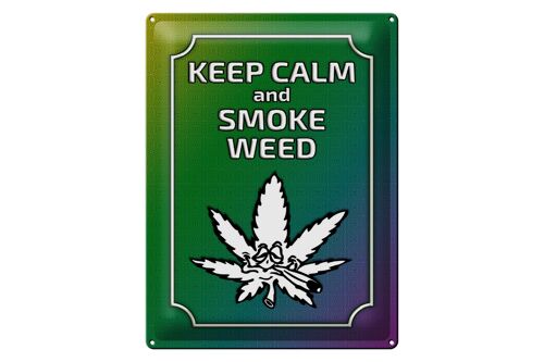 Blechschild Spruch 30x40cm keep calm and smoke weed