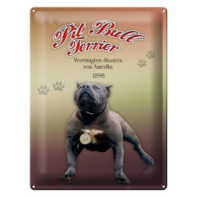 Cartel de chapa perro 30x40cm Pit Bull Terrier América 1898