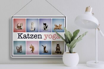 Plaque en tôle chat 40x30cm chats yoga coloré 3