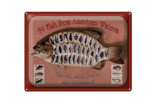Blechschild Fisch 40x30cm 39 Fish from american Waters