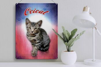 Plaque en tôle chat 40x30cm décoration murale Ocicat 3