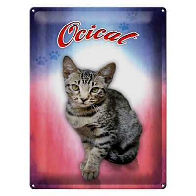 Plaque en tôle chat 40x30cm décoration murale Ocicat