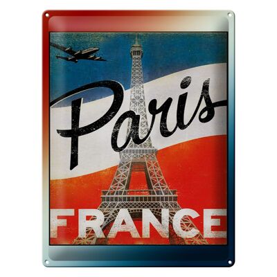 Targa in metallo Parigi 30x40 cm Torre Eiffel Francia decorazione murale