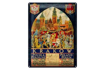 Plaque en tôle Pologne 30x40cm Cracovie Polska Pologne décoration murale 1