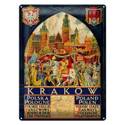 Cartel de chapa Polonia 30x40cm Cracovia Polska Polonia decoración de pared