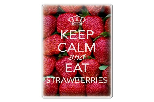 Blechschild Spruch 30x40cm Keep Calm and eat strawberries