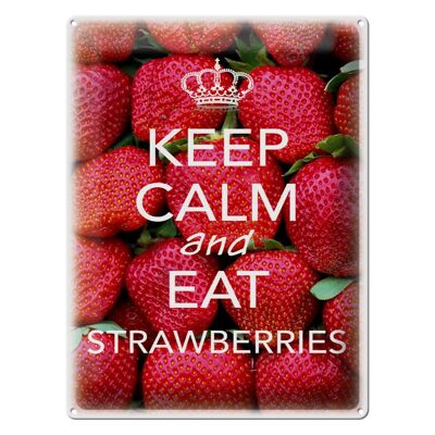 Blechschild Spruch 30x40cm Keep Calm and eat strawberries