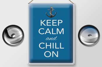 Panneau en étain disant 30x40cm Keep Calm and chill on 2