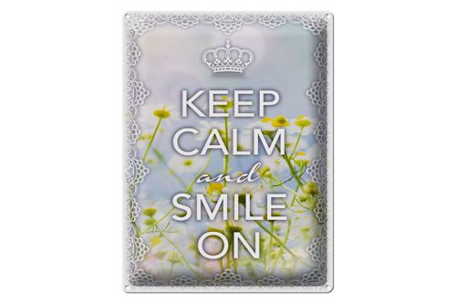 Blechschild Spruch 30x40cm Keep Calm and smile on Krone