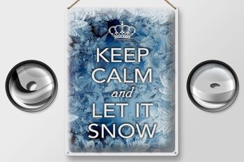Panneau en étain disant 30x40cm Keep Calm and let is snow 2