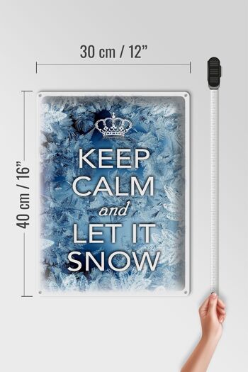 Panneau en étain disant 30x40cm Keep Calm and let is snow 4