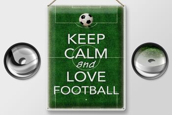 Panneau en étain disant 30x40cm Keep Calm and love Football 2