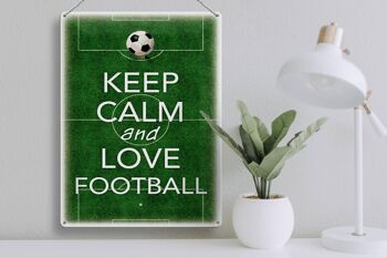 Panneau en étain disant 30x40cm Keep Calm and love Football 3
