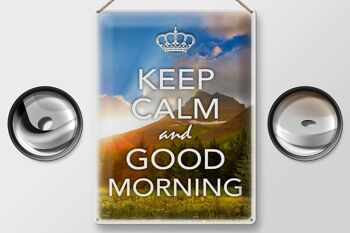 Panneau en étain disant 30x40cm Keep Calm and Good Morning 2