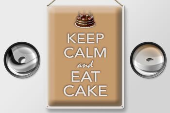 Panneau en étain disant 30x40cm Keep Calm and eat cake 2