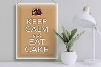 Panneau en étain disant 30x40cm Keep Calm and eat cake 3