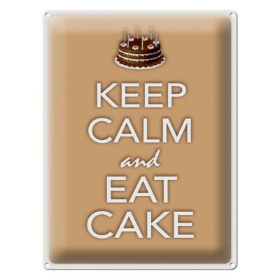 Targa in metallo con scritta "Keep Calm and eat cake" 30x40 cm