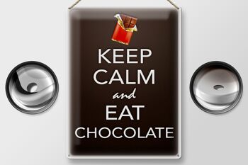 Panneau en étain disant 30x40cm Keep Calm and eat chocolate 2