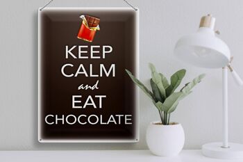 Panneau en étain disant 30x40cm Keep Calm and eat chocolate 3