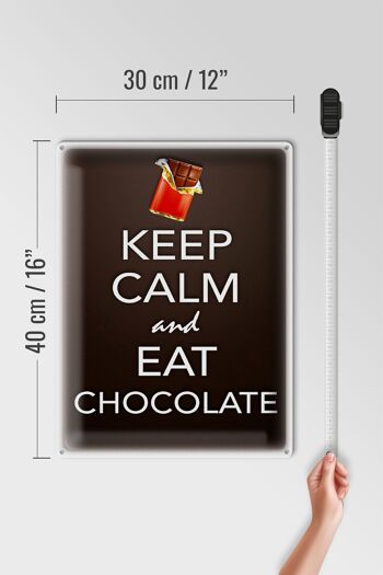 Panneau en étain disant 30x40cm Keep Calm and eat chocolate 4